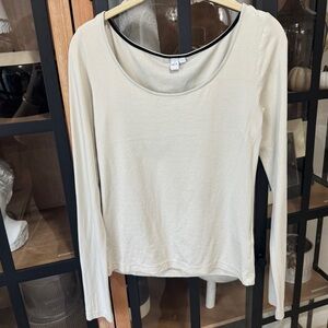 & other stories lyocell boat neck top long sleeve blouse soft beige bone ecru